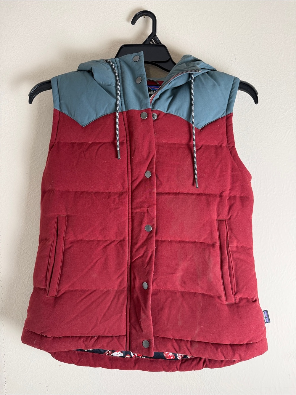 Patagonia Bivy Hooded Vest Rare Mushroom Down Puffer Drumfire Red Women’s Small - Picture 2 of 12